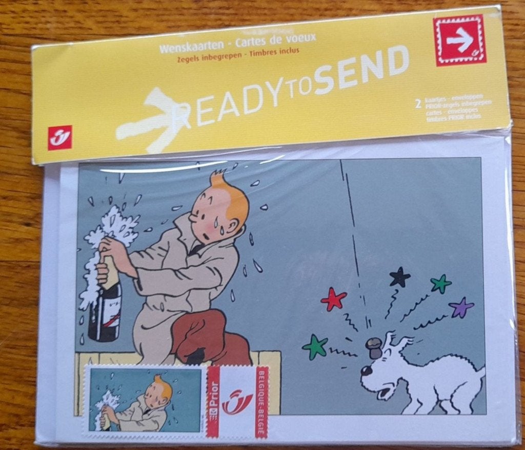 Cartes de voeux Tintin / Kuifje sous blister, Enlèvement, Tintin