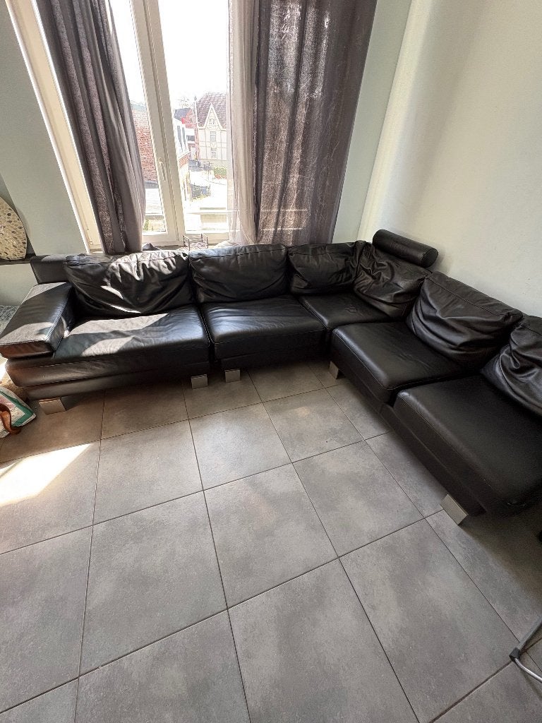 Canapé d'angle en cuir véritable NICOLETTI HOME, 250 à 300 cm, Banc d'angle, Canapé d angle, Enlèvement