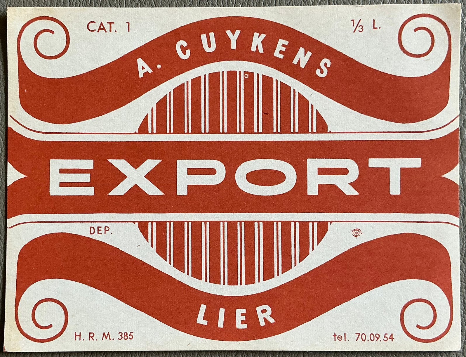 Oud EXPORT/A.CUYKENS/LIER/bieretiket, Ophalen of Verzenden, Zo goed als nieuw, Overige typen