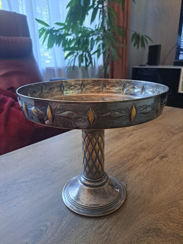 Verzilverde  middenstuk van tafel, Antiek en Kunst, Ophalen of Verzenden, Zilver