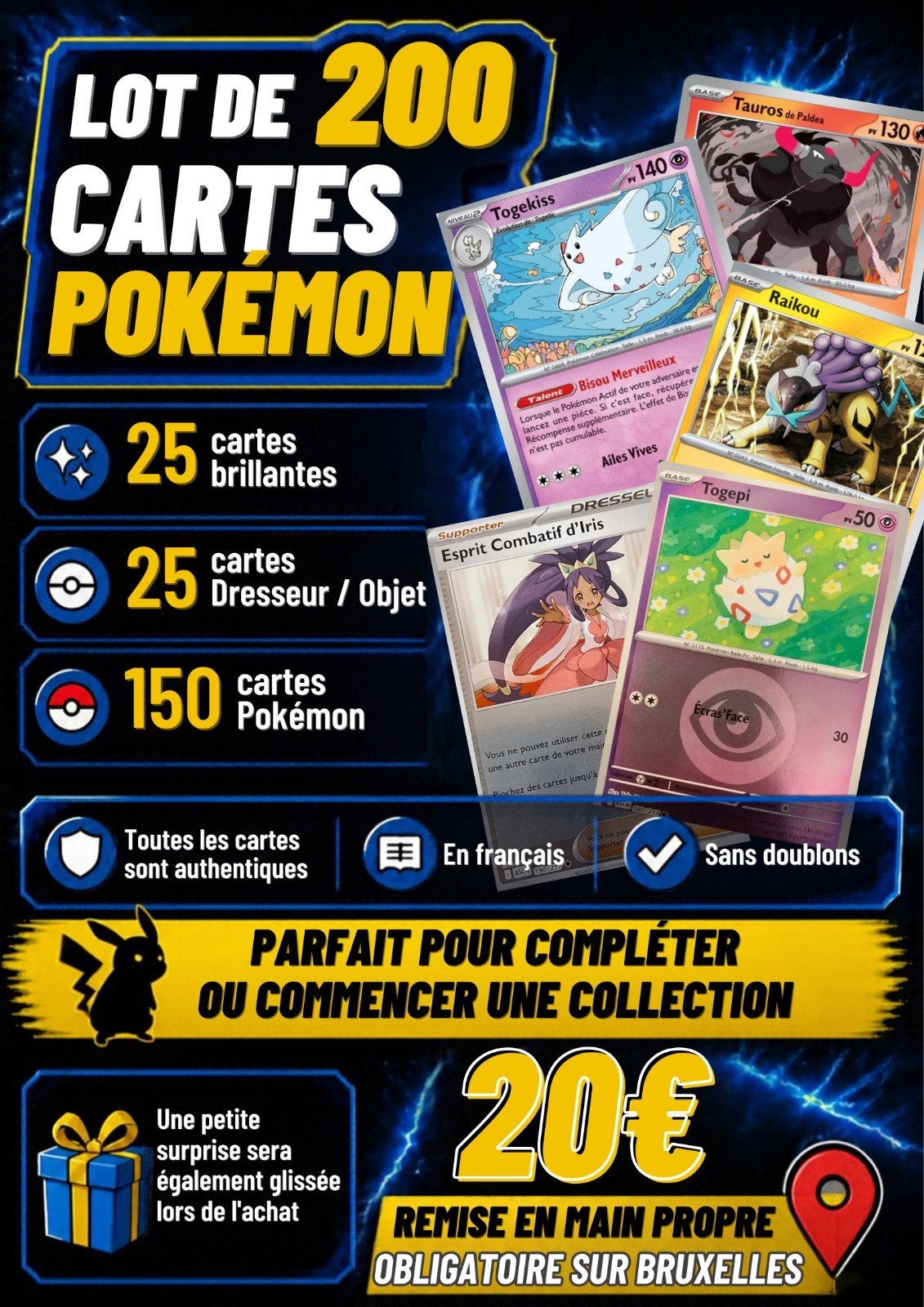 Lot de 200 cartes Pokémon authentiques, Enlèvement, Neuf, Plusieurs cartes, Foil