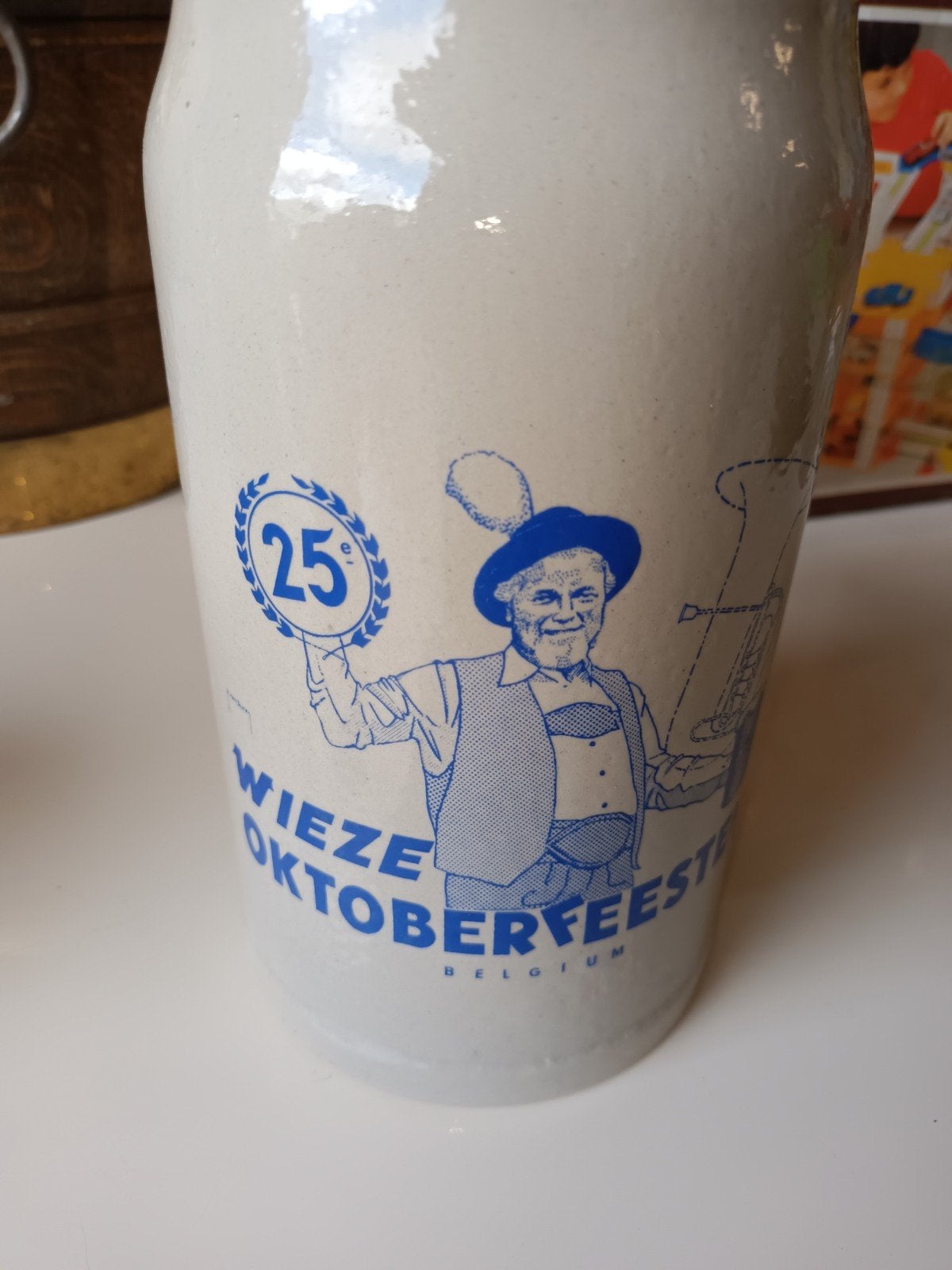 Vintage Bierpot Wieze Oktoberfeesten 1980 (25e editie - 1L), Verzamelen, Ophalen of Verzenden