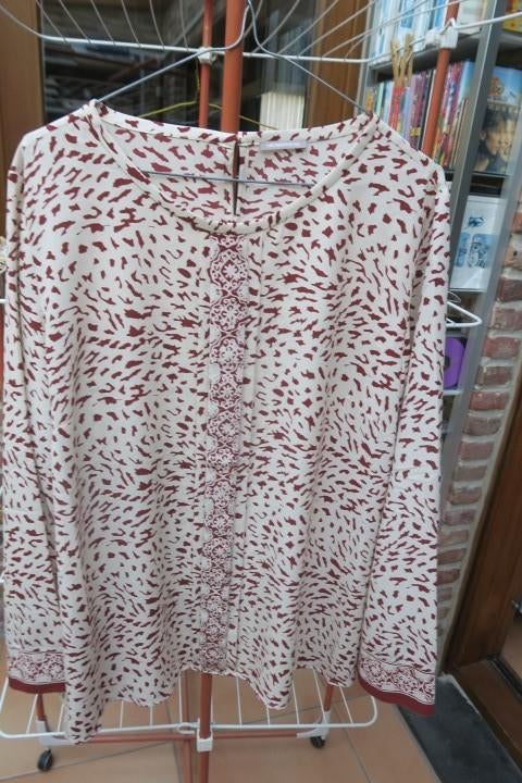 Blouse nieuw zijde bruin print Hemisphere mt XL, Neuf, Taille 46/48 (XL) ou plus grande, Enlèvement ou Envoi, Hemisphere