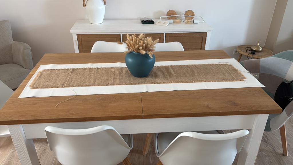 Houten tafel met 3verlengstukken van 40cmGESLOTEN:150cm*88cm, Huis en Inrichting, Ophalen
