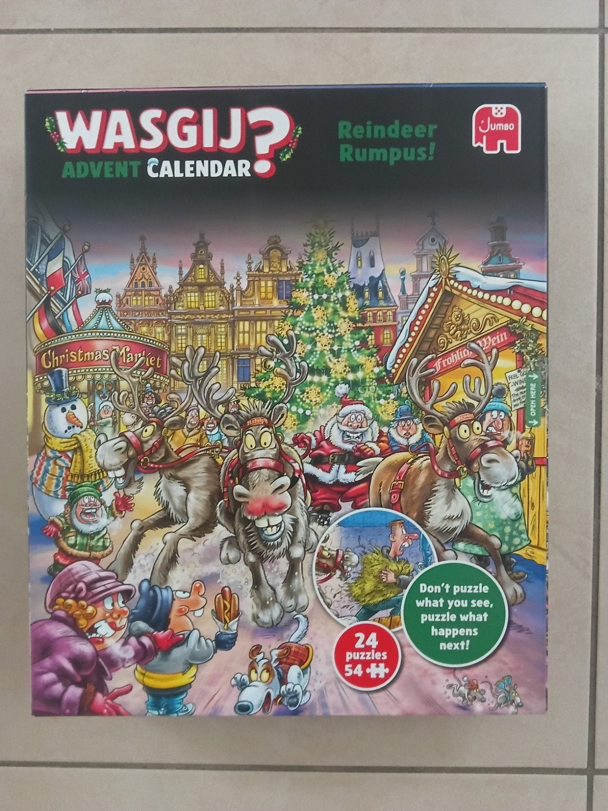 Wasgij adventskalender Reindeer Rumpus 24x54 st, Ophalen of Verzenden, Minder dan 500 stukjes, Zo goed als nieuw