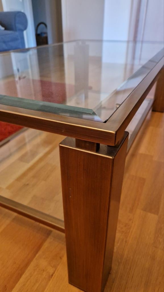 Salontafel, glas en staal 65x125x40cm, Huis en Inrichting, Tafels | Salontafels, Ophalen, Gebruikt, 100 tot 150 cm, 50 tot 100 cm