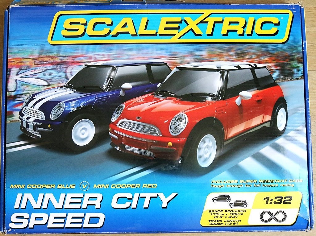 Circuit SCALEXTRIC +2x MINI COOPER 1/32 HORNBY England (GB), Enlèvement ou Envoi, Utilisé, Voiture, Britains