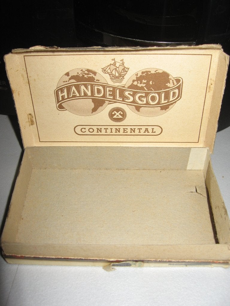 Oude continentale sigarendoos „Handelsgold” 60'/70'., Verzamelen, Ophalen of Verzenden, Gebruikt, Overige typen