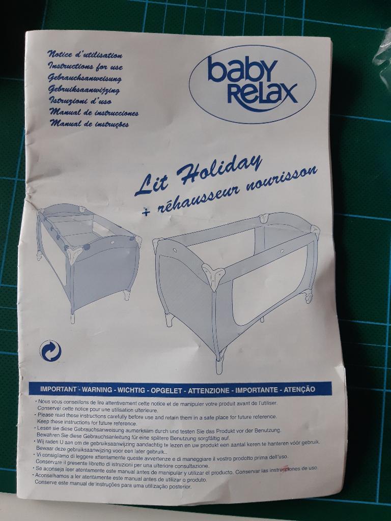 Lit de voyage pliant bleu et gris (baby relax), Enlèvement, Comme neuf, Lit