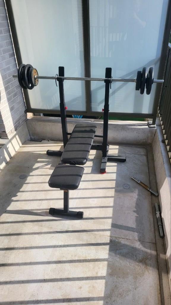 Complete Fitness Set: Verstelbare Bank/Halterstang/Gewichten, Ophalen, Gebruikt, Fitnessbank