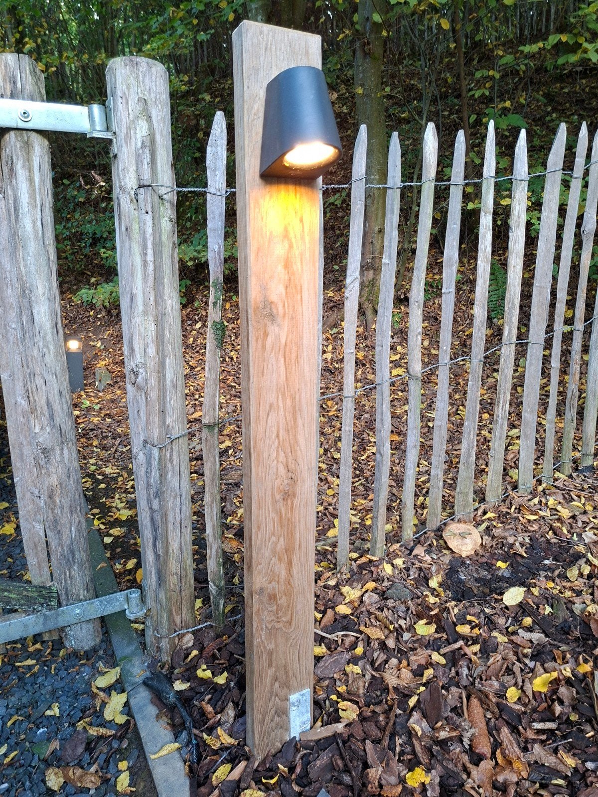 Lampes de jardin en chêne et lumière blanche chaude, Neuf, Aluminium, Appliques murales, Enlèvement
