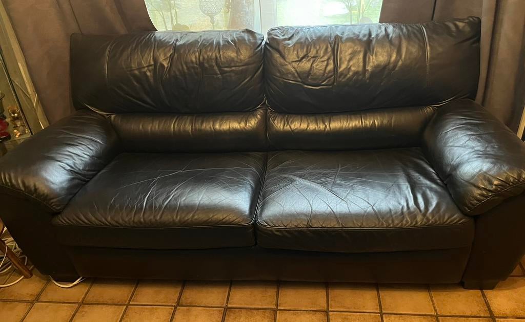Lederen NATUZZI 3 zit zetel, Ophalen, Zo goed als nieuw