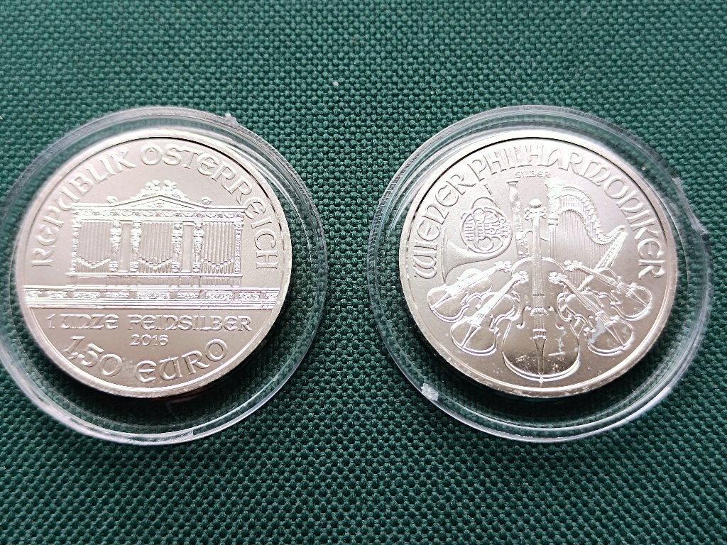 Philharmoniker 2016 jaar -1oz zilveren munten !!! /2stuks/, Timbres & Monnaies, Timbres | Europe | Autriche, Enlèvement ou Envoi