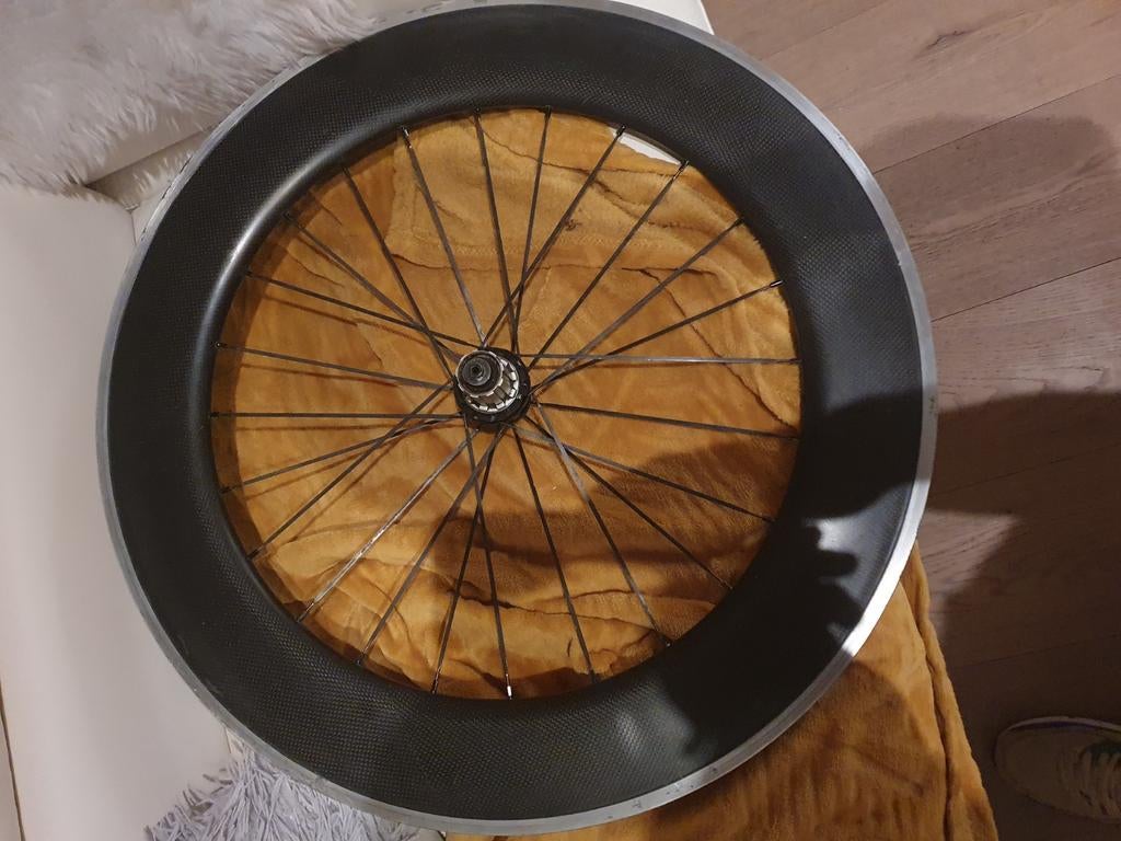 Prachtige carbon wielen  platte spoken, Ophalen, Carbon