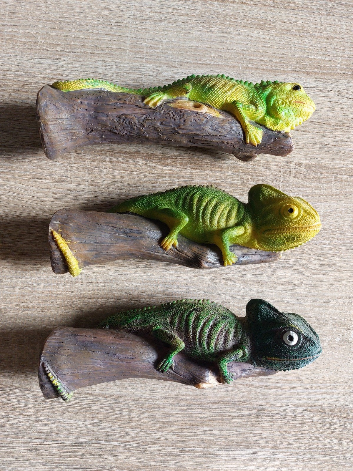 Set van 3 wanddecoraties van hars, hagedissen/kameleons (, Ophalen of Verzenden