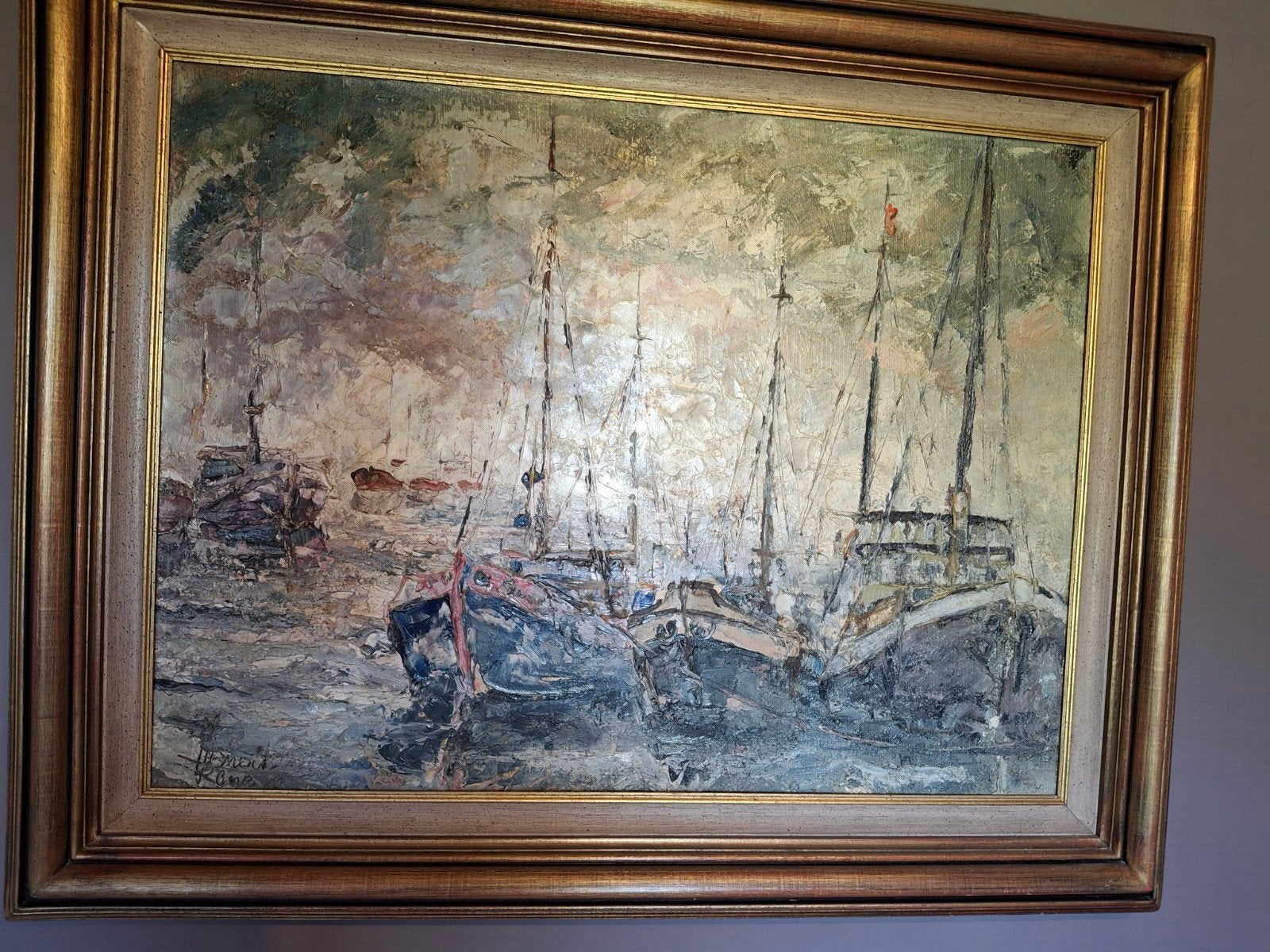 olie op doek, Ophalen, Maritiem / water, Handgeschilderd, Doek