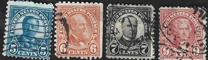 4 Postzegels USA 1922 Persoonlijkheden nationale taferelen, Enlèvement ou Envoi, Affranchi, Amérique du Nord