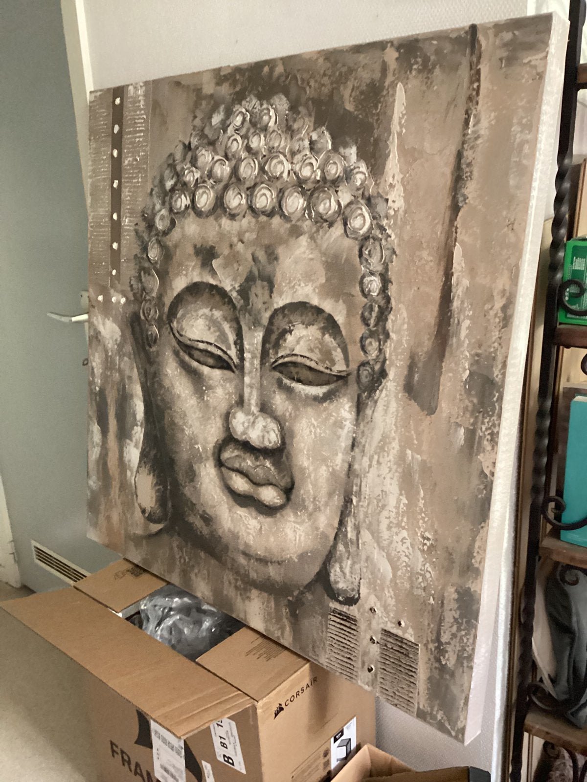 Cadre avec bouddha, Enlèvement, Comme neuf, Gris