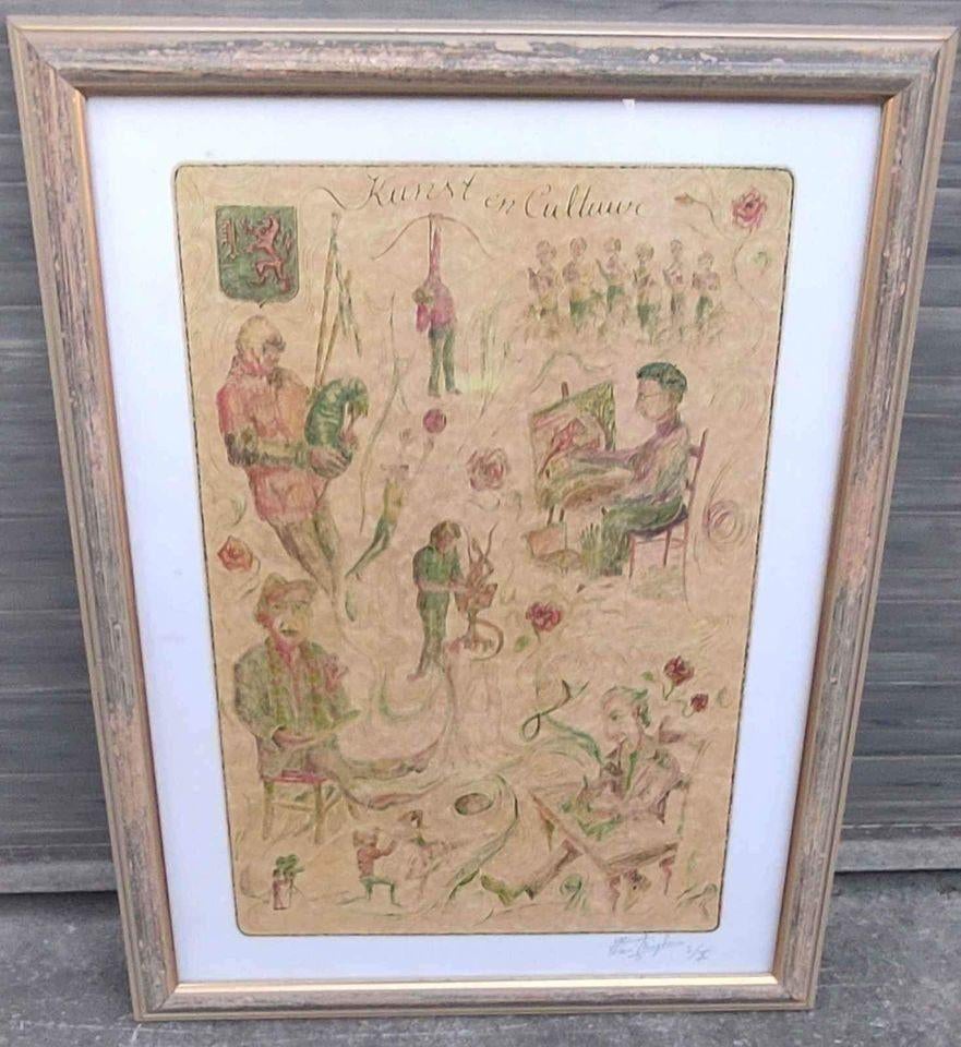 Lithographie signe Jan van mieghem, Antiquités & Art, Enlèvement ou Envoi
