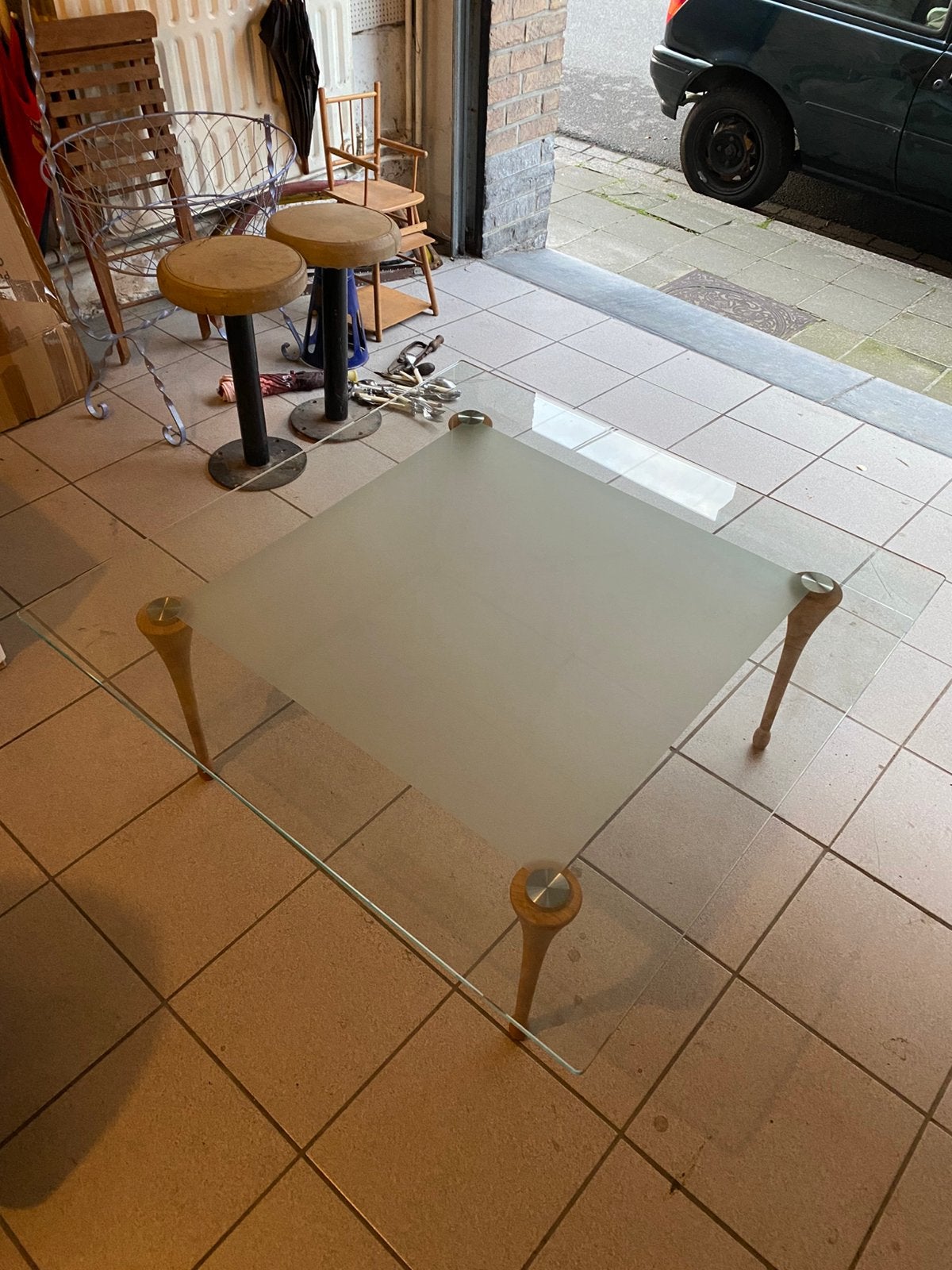 Table basse en verre 1m/1m, Enlèvement, Verre