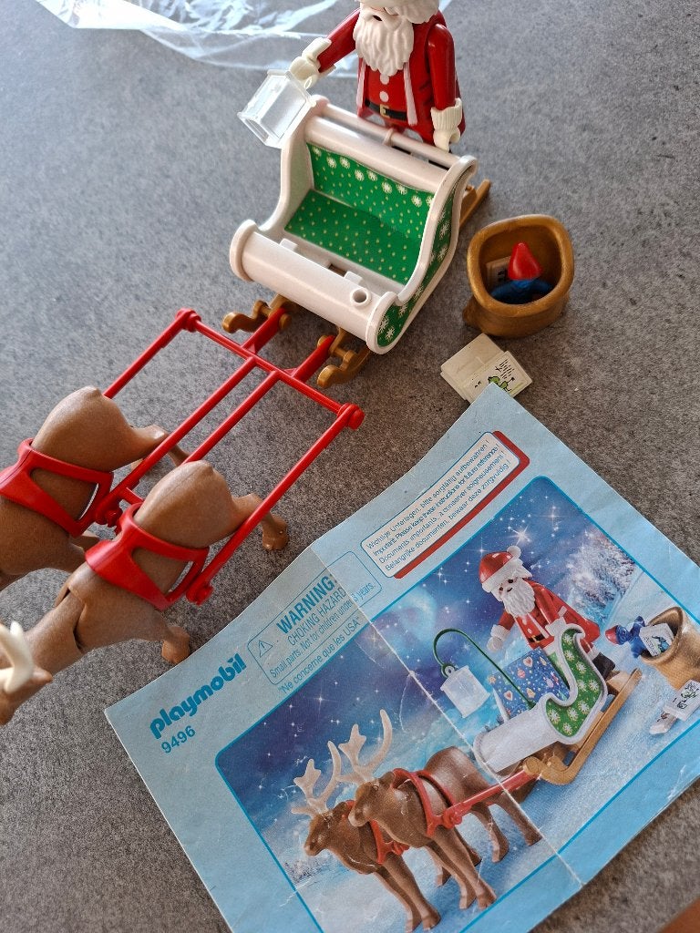 9496 - playmobil kerstslee met rendieren, Ophalen of Verzenden, Gebruikt, Complete set
