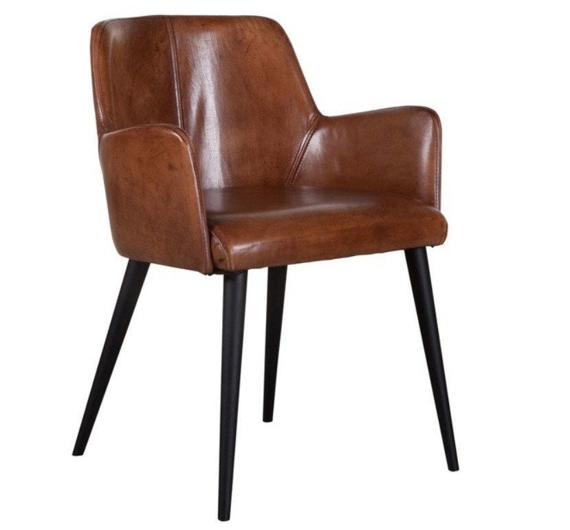 Flamant Terni, armstoel, vintage, buffelleder, Maison & Meubles, Chaises, Stijlvolle en tijdloze stoelen van Flamant, Autres couleurs