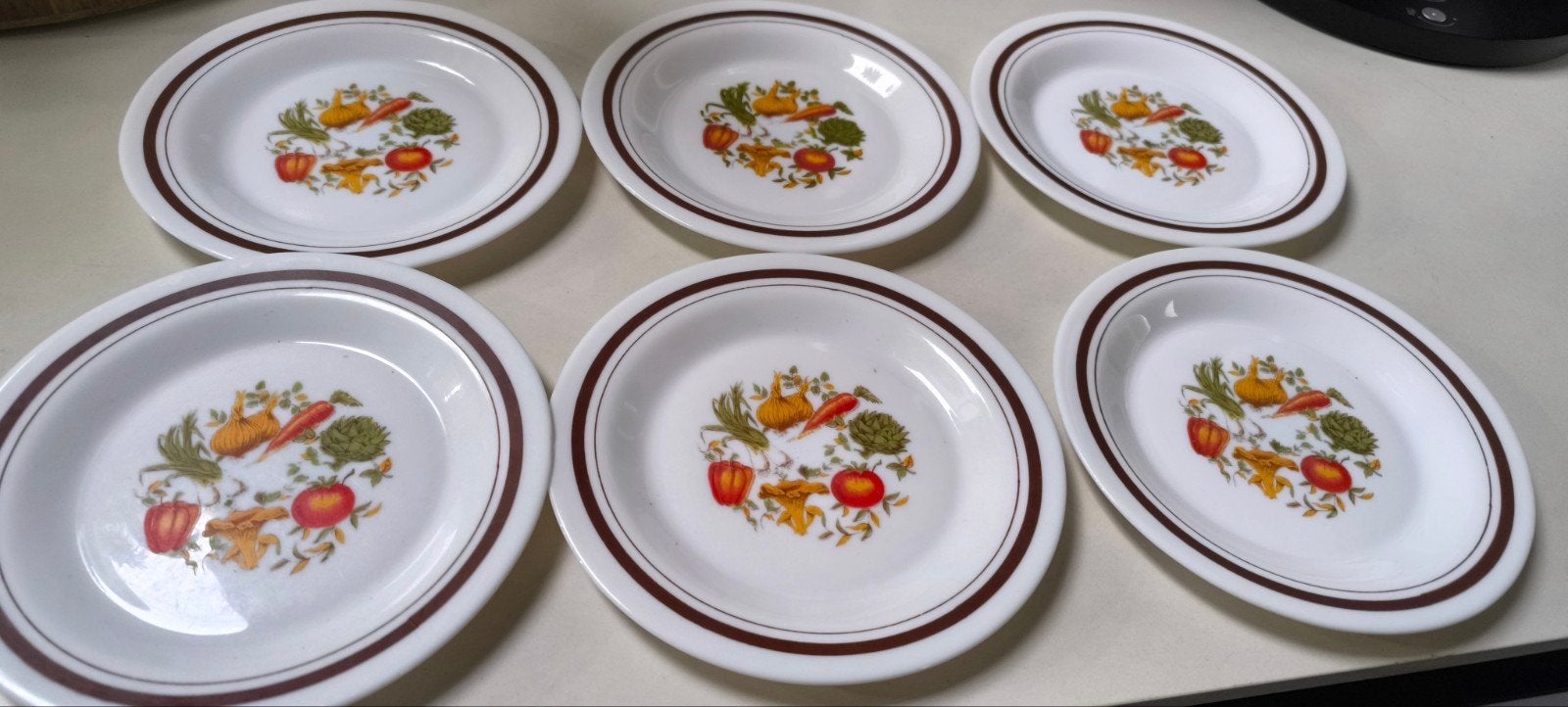 6 assiettes à dessert vintage Arcopal modèle Pot au feu, Enlèvement ou Envoi