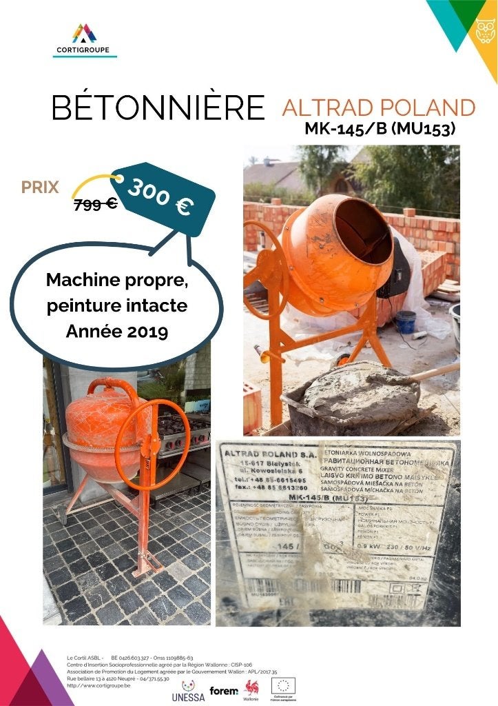 Bétonnière électrique ALTRAD, Doe-het-zelf en Bouw, Betonmolens, Gebruikt, Ophalen