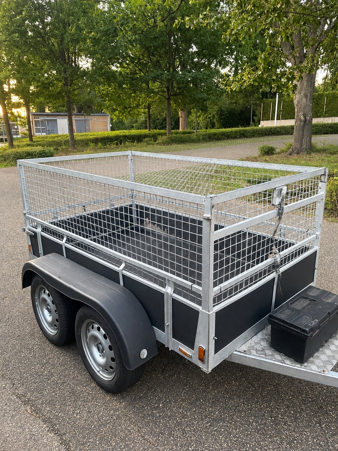 Dubbelas aanhangwagen met loofrekken, Enlèvement, Comme neuf
