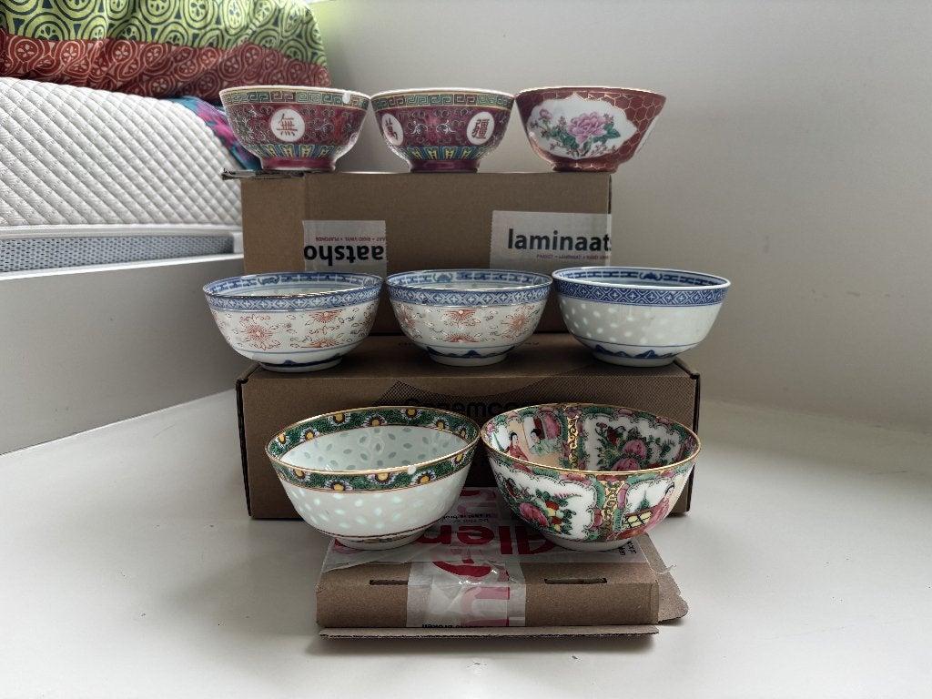 Set 8 vintage Chinese porseleinen kommetjes, Enlèvement ou Envoi