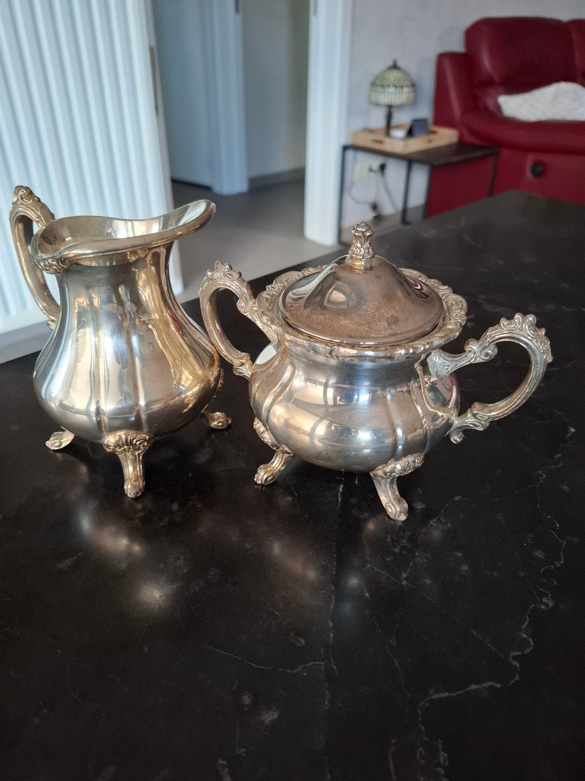 Suiker en melkpotje silver, Ophalen