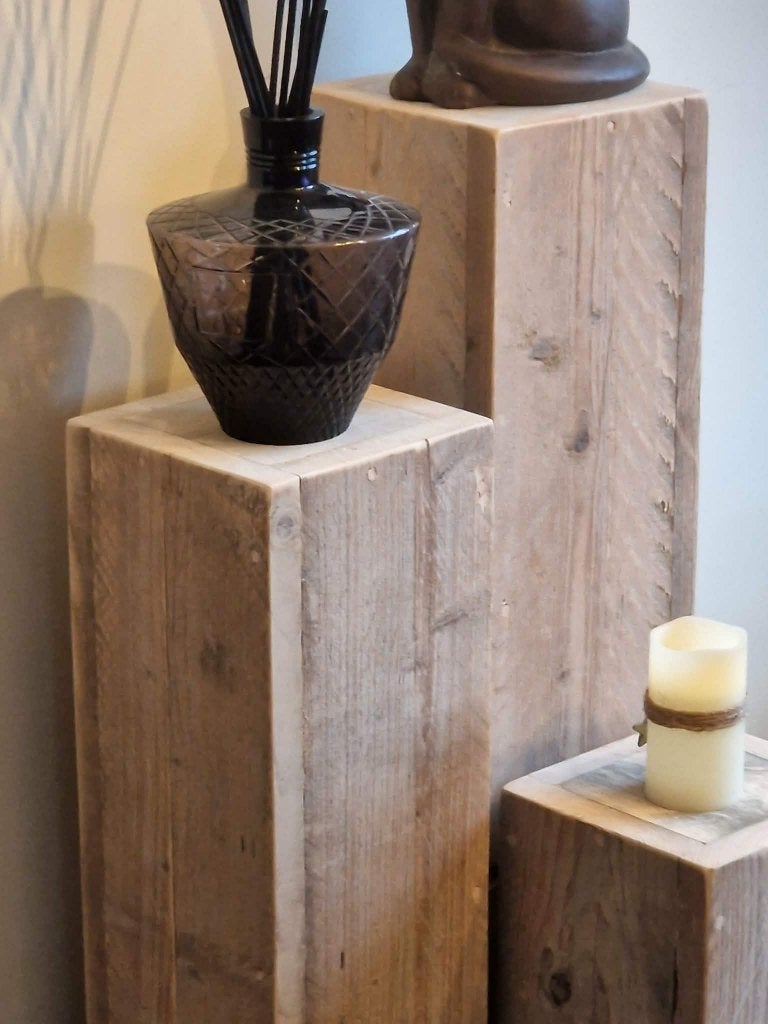 Steigerhouten sokkels, Huis en Inrichting, Woonaccessoires | Zuilen en Pilaren, Nieuw, Ophalen