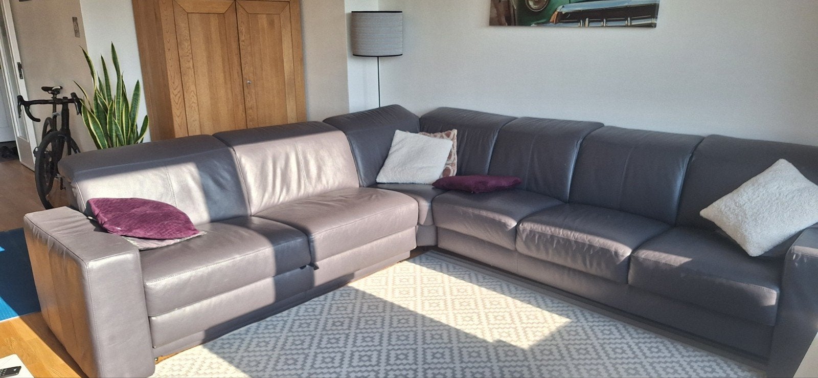 hoeksalon met uittrekbaar bed, leder, Huis en Inrichting, Ophalen, Gebruikt