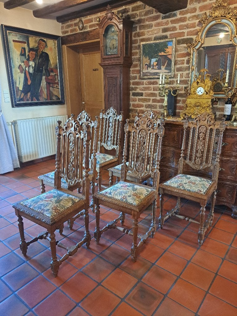 6 chaises anciennes de qualité., Enlèvement, Bois, Cinq, Six Chaises ou plus