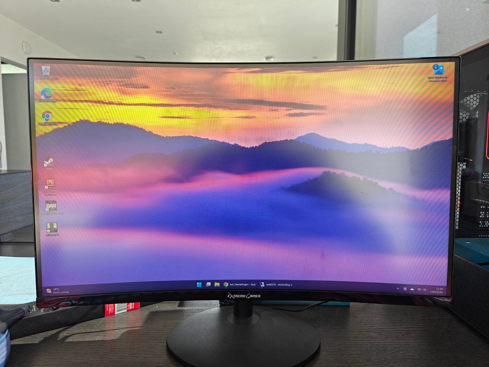 gaming scherm, 27 inch curved, 1080p, full hd, 165Hz, 1ms, IPS, Zo goed als nieuw, DisplayPort, 1 tot 2 ms