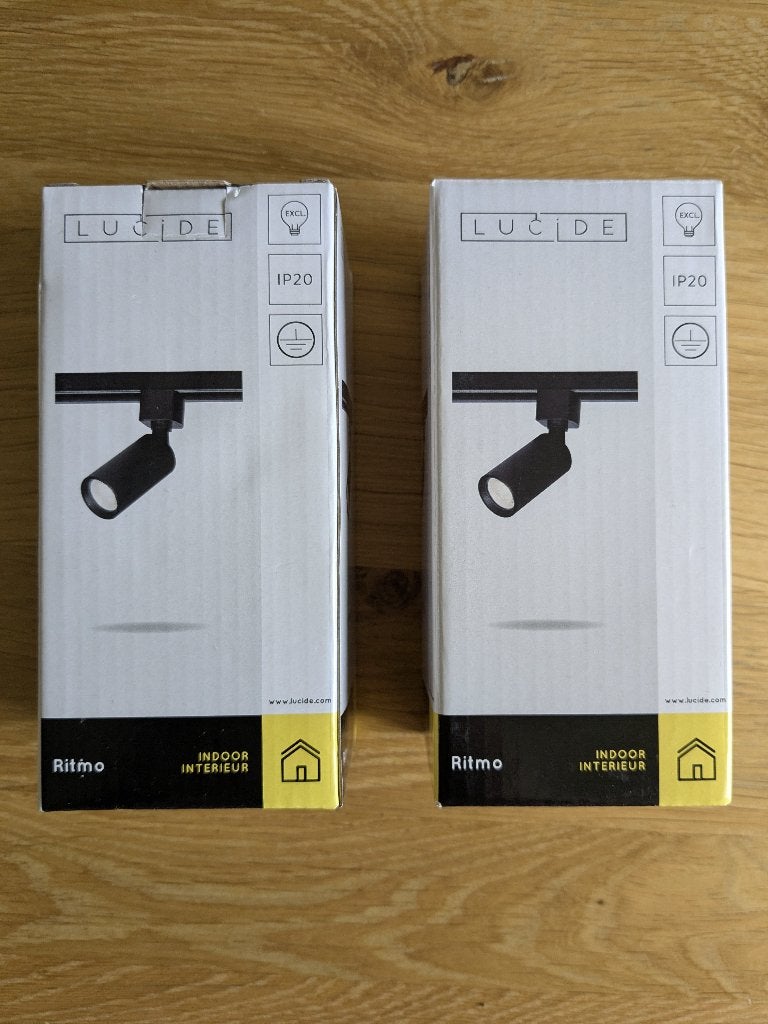 Lucide TRACK RITMO Railspot Zwart (2x), Ophalen, Modern, Plafondspot, Lucide