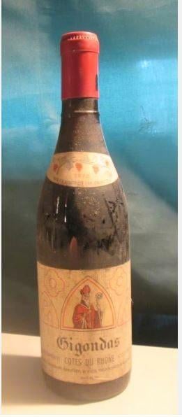 1 Fles Gigondas - Cotes du Rhone - 1970, Verzamelen, Frankrijk, Ophalen of Verzenden, Zo goed als nieuw, Rode wijn