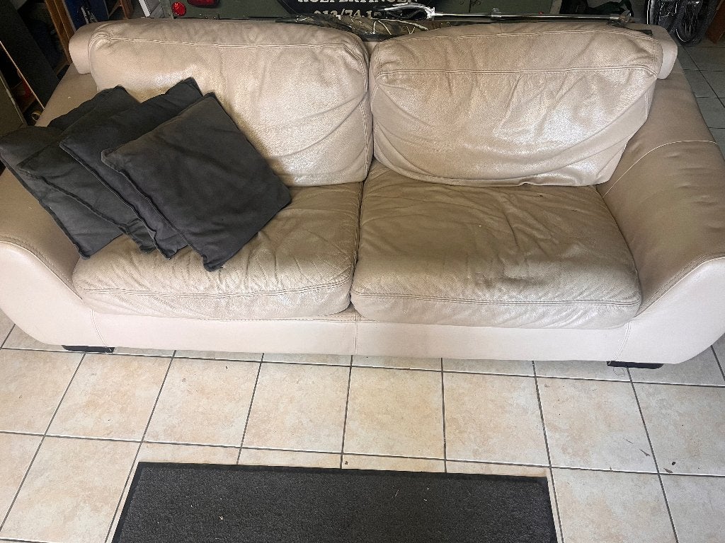 Lederen zetel, Huis en Inrichting, Ophalen, Gebruikt, Driepersoons, Leer
