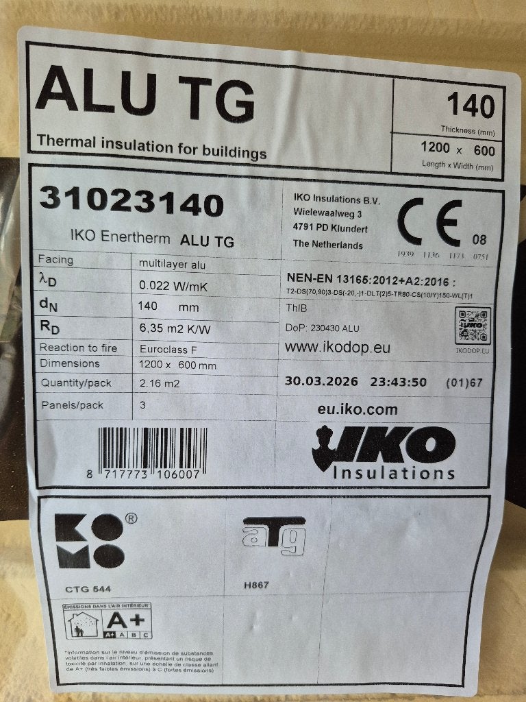 Iko PIR isolatie 14cm, Neuf, 10 à 15 m², Enlèvement, Mousse rigide (PIR)