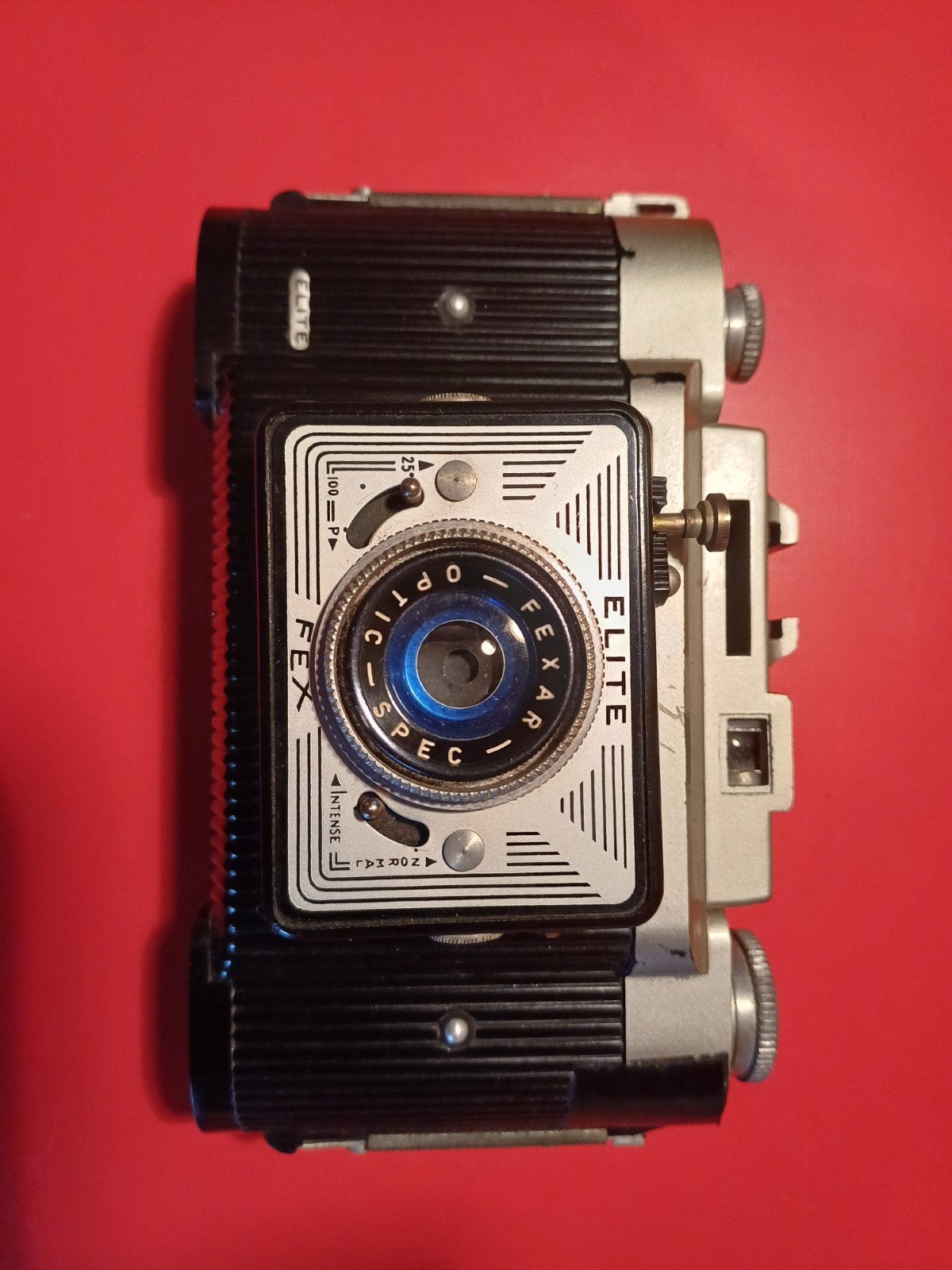 VINTAGE ELITE FEX CAMERA (jaren 50).WERKEND., Ophalen of Verzenden, Gebruikt