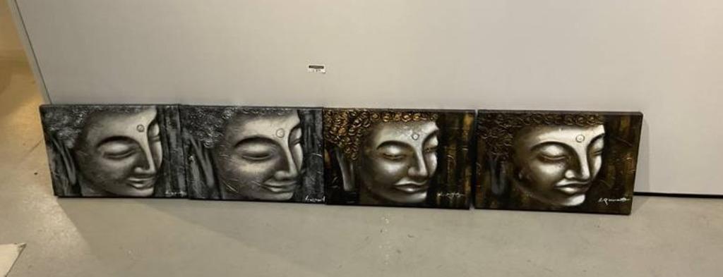 Canvas Painting Art - 4delig - gesigneerd L. Paramount, Antiek en Kunst, Ophalen