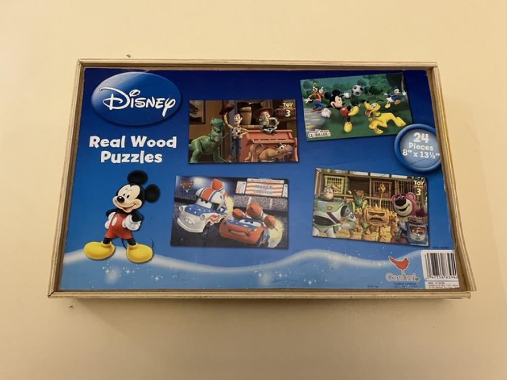Houten Disney puzzels 24 stuks, Gebruikt, 10 tot 50 stukjes, Ophalen of Verzenden, Van hout