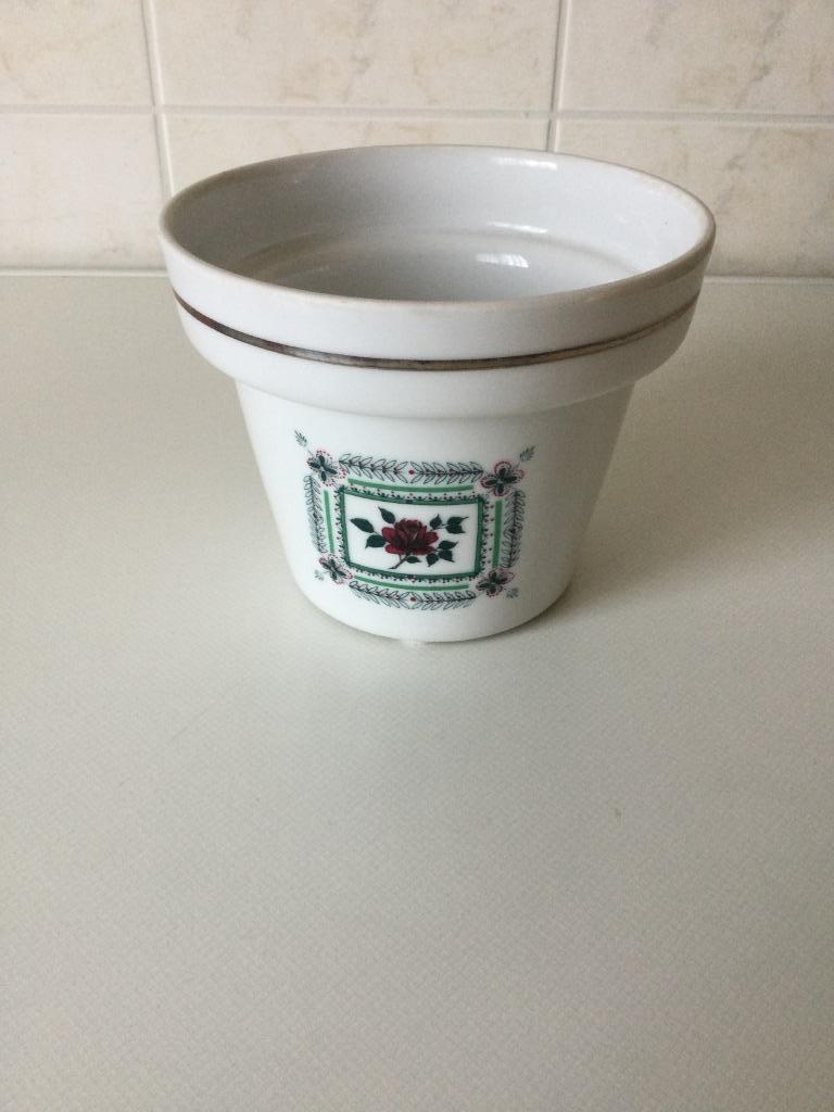 Witte porseleinen bloempot - cachepot, Ophalen of Verzenden