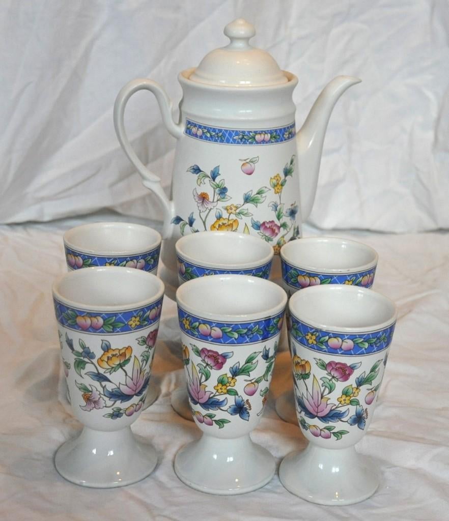 ensemble cafetière + 6 tasses mazagran, Enlèvement ou Envoi, Comme neuf, Céramique, Tasse(s) et/ou soucoupe(s)