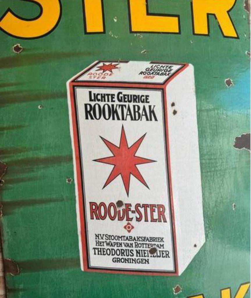Ster tabak emaille reclamebord, Ophalen
