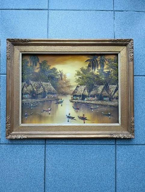 schilderij in kader uit Thailand, Ophalen, Zo goed als nieuw, Schilderij, Minder dan 50 cm