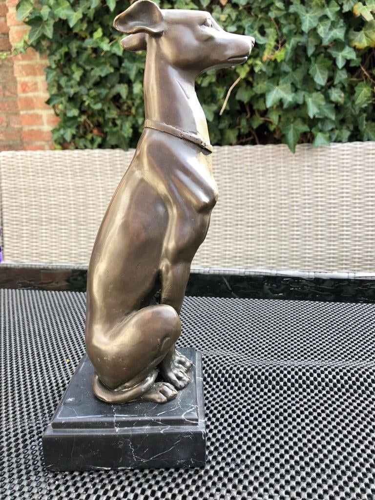 bronzen sculptuur hond windhond whippet, Antiek en Kunst, Kunst | Beelden en Houtsnijwerken, Ophalen of Verzenden
