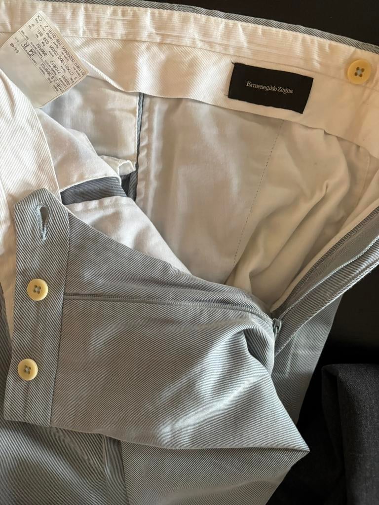 Heren broek grijs/blauw, Enlèvement ou Envoi, Porté, Taille 52/54 (L), Bleu