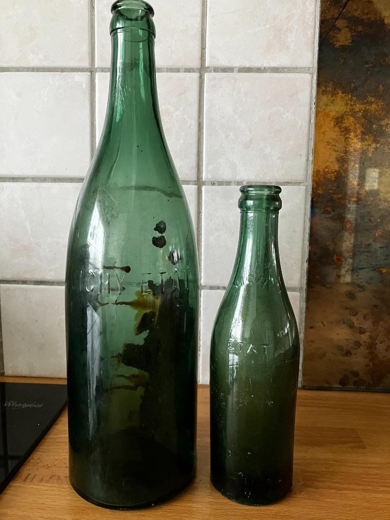 Groene grote en kleine Fles Vichy Etat, Verzamelen, Ophalen of Verzenden, Gebruikt, Flesje(s)