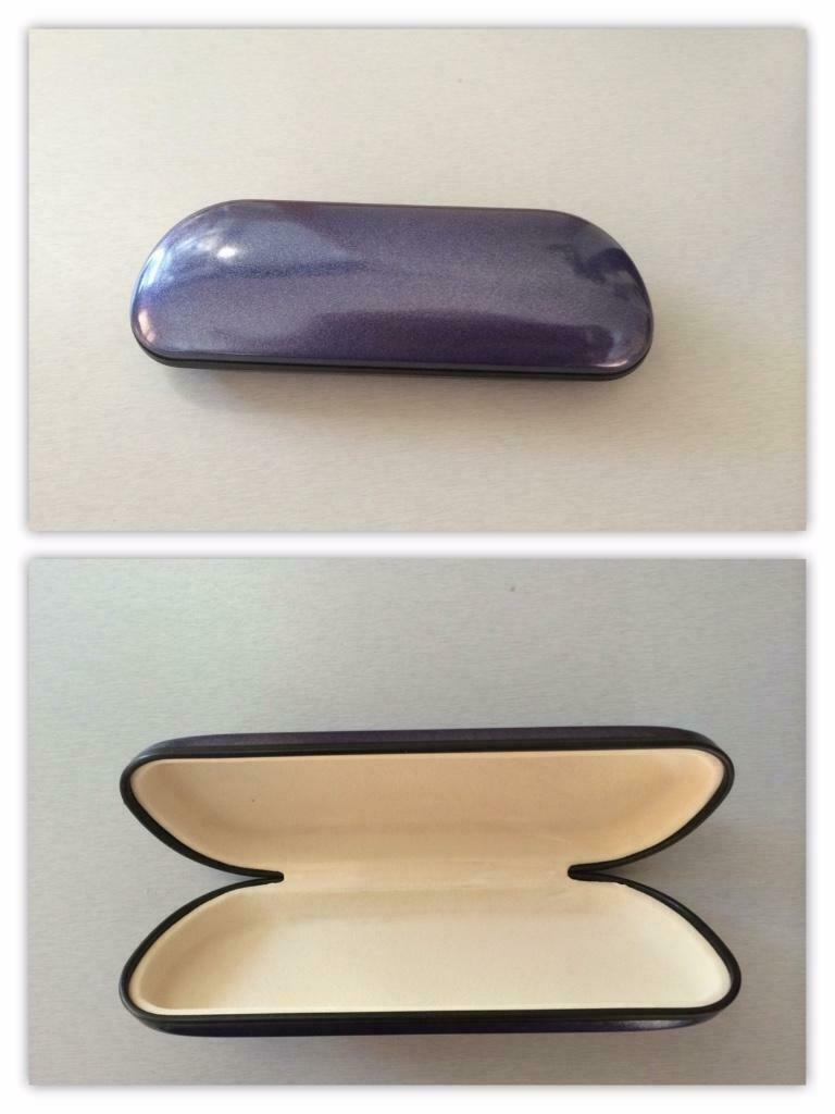 blauw metallic brillendoos, Handtassen en Accessoires, Zonnebrillen en Brillen | Dames, Ophalen of Verzenden, Zo goed als nieuw